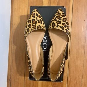 JCrew Women’s Zoe Calf Hair D’orsay Leopard Flats